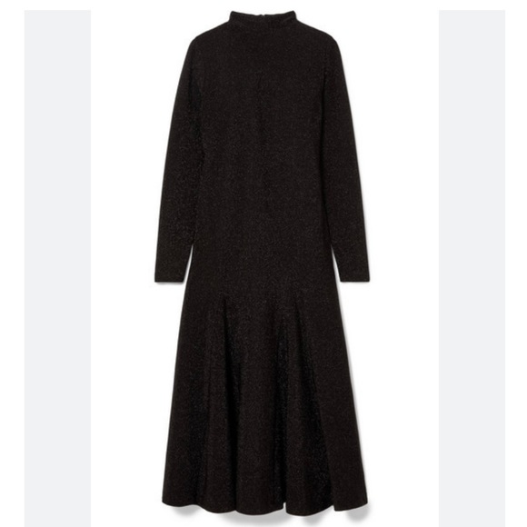Ganni Baxter Glitter High Neck Midi Fit and Flare Dress - Picture 5 of 11